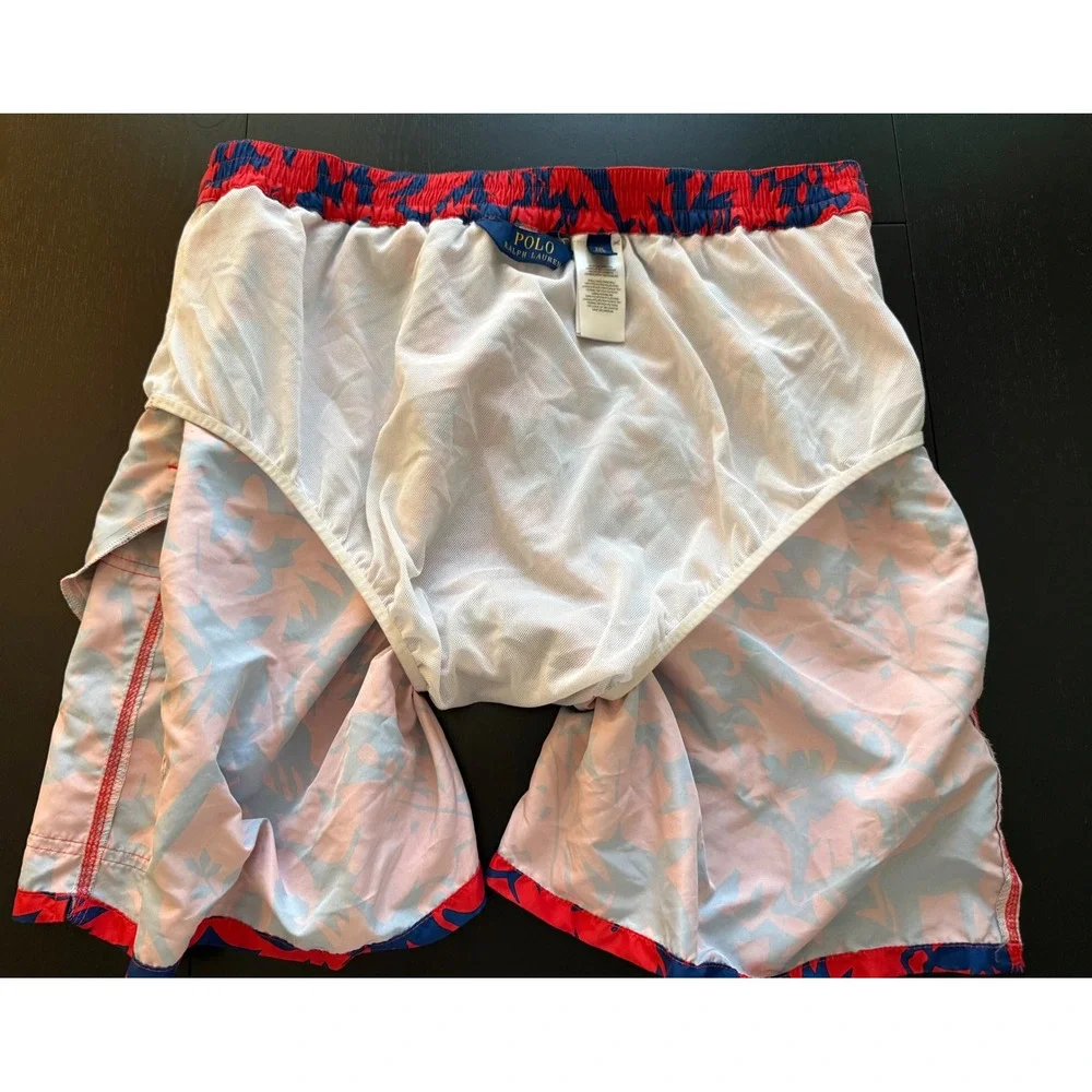 Polo Ralph Lauren Kailuna Safari Swim Trunks Mens XXL Red/ Blue Board‎ Shorts
